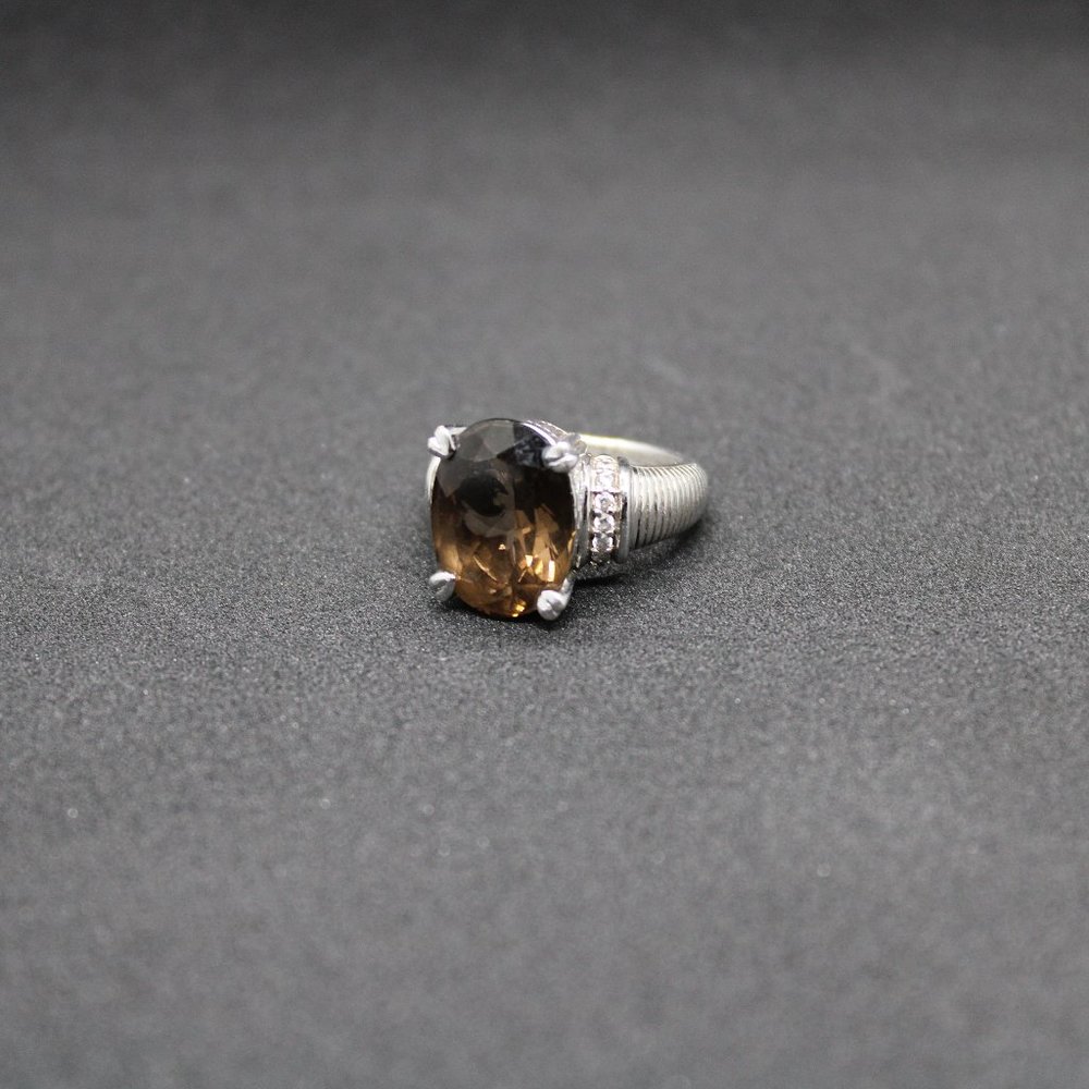 Judith Ripka SS Chocolate Topaz & Sparkling CZ 925